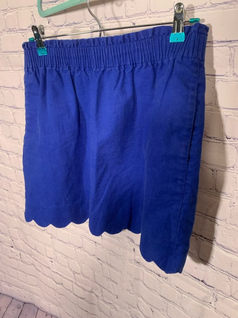 J.Crew Womens Linen Blend Scalloped Sidewalk Skirt Blue Size 8 Preppy Business